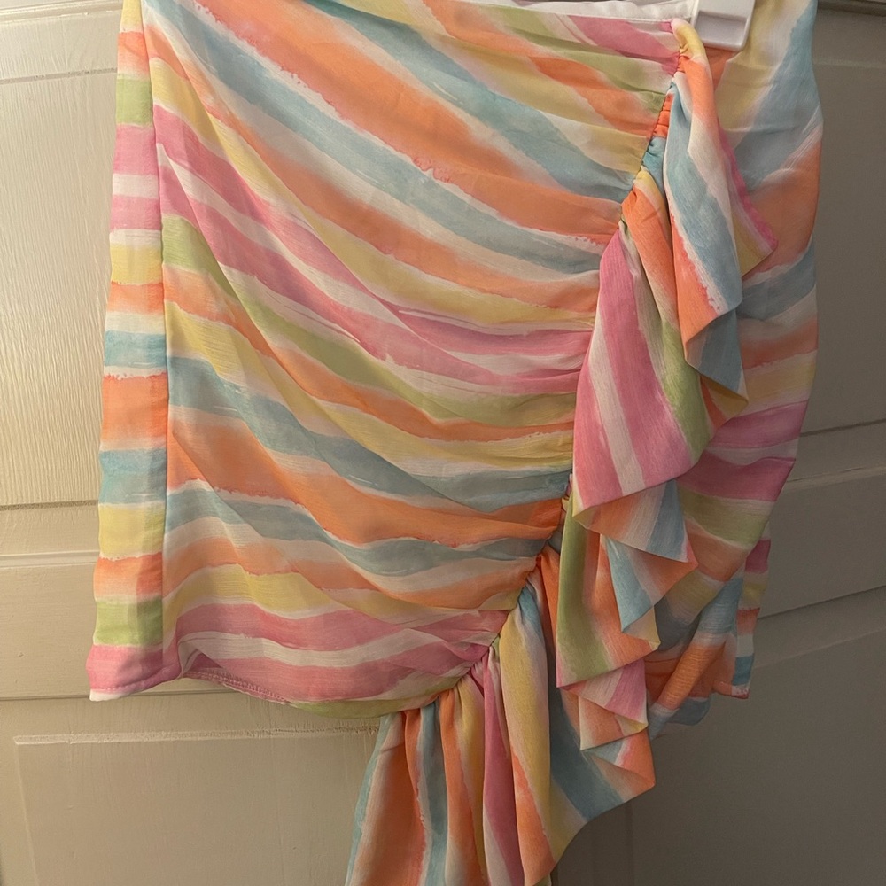 Colorful Striped Ruffle Skirt